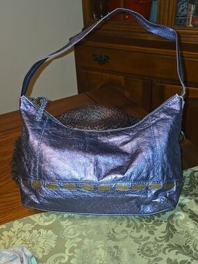The SAK Iridescent Leather Purple Hobo Shoulder Bag